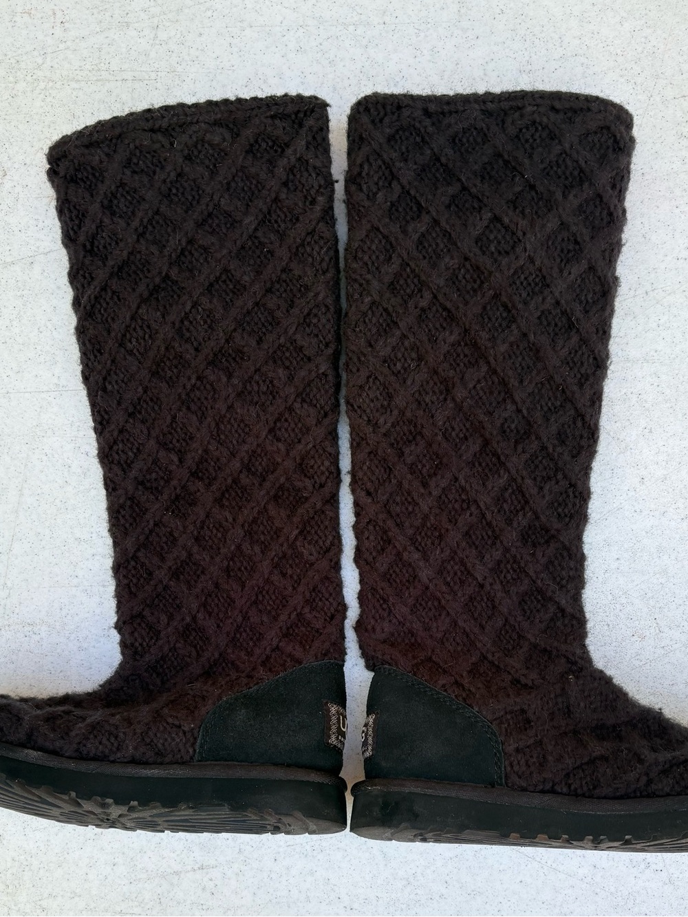 UGG Women’s Black Knit Button Tall Boots - Picture 4 of 7